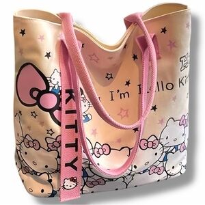 NWT Hello Kitty Pink Tote Bag Kawaii Shoulder Shopper Travel School Cute Sanrio
